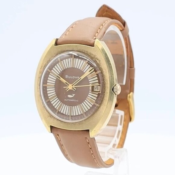 Vintage 1970 Bulova 3014 Brown Sea King Men's Automatic Wristwatch